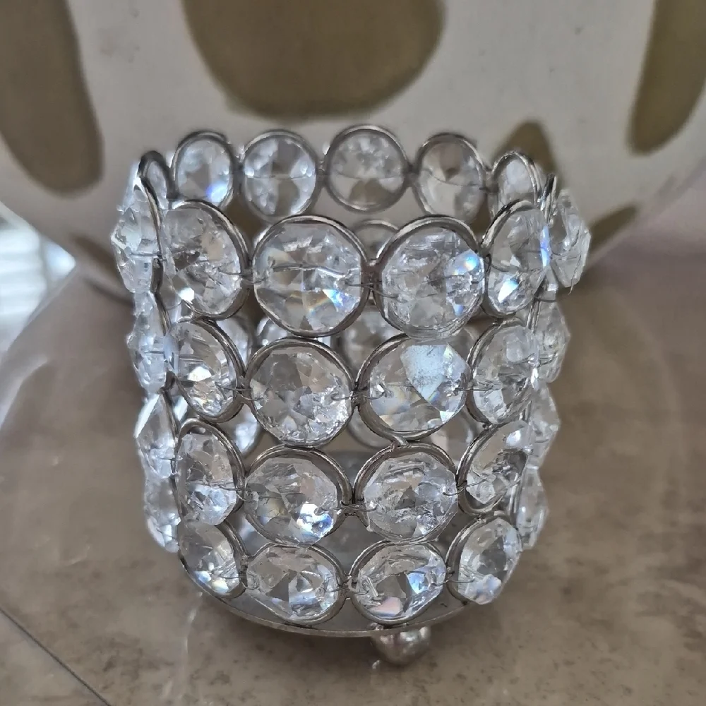 Z Gallerie Crystal Candle Holder - Silver